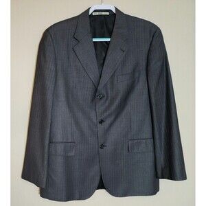 GFF Gianfranco Ferre Italy Mens Wool Pinstripe Blazer Jacket Gray 3-Button 44R